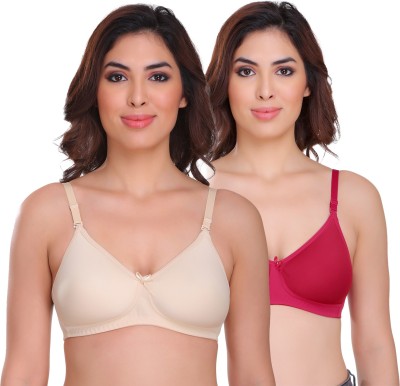 SONA COOL-BRA Women T-Shirt Lightly Padded Bra(Beige, Maroon)