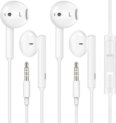 Meyaar 2 Pack Headset with Mic & 3.5mm jack Compatibe with 5s 6s & Mac Wired Headset(White, In the Ear)