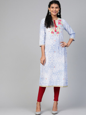 BIBA Women Printed Straight Kurta(Multicolor)