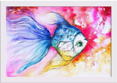 Colorful Fish Paper Poster White Frame | Top Acrylic Glass 19inch x 13inch (48.3cms x 33cms) Paper Print(13 inch X 19 inch, Framed)