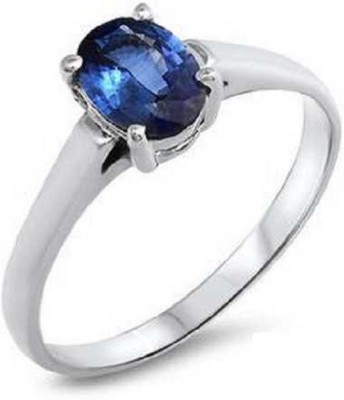 RATAN BAZAAR Blue Sapphire stone ring Original 6.25 ratti Neelam/neeli Stone Astrological Purpose Certified Precious Stone For Men & Women Stone Sapphire Silver Plated Ring