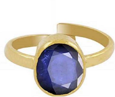 RATAN BAZAAR Blue Sapphire Ring Natural 6.25 ratti Neelam Stone Unheated & Untreated Stone Good Quality & Astrological Purpose For Unisex Stone Sapphire Gold Plated Ring
