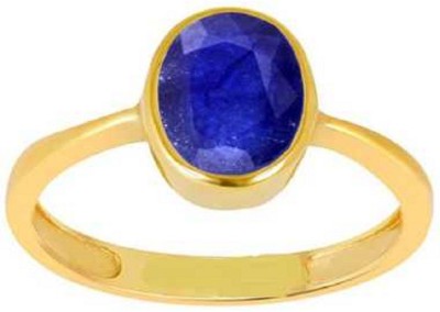 RATAN BAZAAR Blue Sapphire Ring Natural 6.25 ratti Neelam Stone Unheated & Untreated Stone Good Quality & Astrological Purpose For Unisex Stone Sapphire Gold Plated Ring