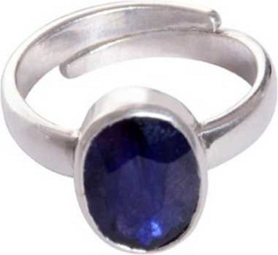 RATAN BAZAAR Blue Sapphire Stone Ring Natural 5.25 ratti Precious Stone Good quality Lab Certified stone Astrological For Unisex Stone Sapphire Silver Plated Ring