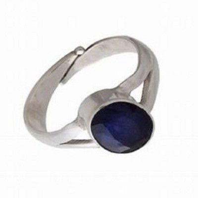 RATAN BAZAAR Blue Sapphire/Neelam Stone 6.00 carat Precious Neeli Stone Unheated & Untreated Certified Astrological Purpose For Unisex Stone Sapphire Silver Plated Ring
