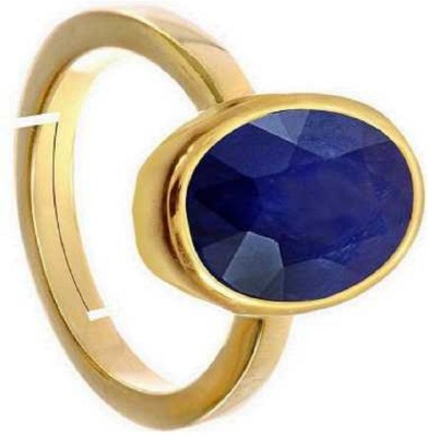 KUNDLI GEMS Blue Sapphire stone ring Original 6.25 ratti Neelam/neeli Stone Astrological Purpose Certified Precious Stone For Men & Women Stone Sapphire Gold Plated Ring