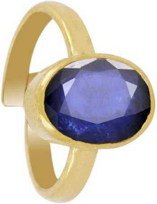 RATAN BAZAAR Blue Sapphire Stone Ring Natural Neelam 5.25 carat Stone Effective Original Certified & Astrological Purpose stone For Unisex Stone Sapphire Gold Plated Ring