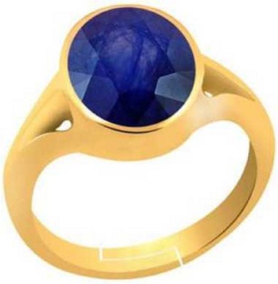 RATAN BAZAAR Blue Sapphire/Neelam Stone 6.00 carat Precious Neeli Stone Unheated & Untreated Certified Astrological Purpose For Unisex Stone Sapphire Gold Plated Ring