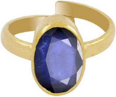 RATAN BAZAAR Blue Sapphire Ring Natural 6.25 ratti Neelam Stone Unheated & Untreated Stone Good Quality & Astrological Purpose For Unisex Stone Sapphire Gold Plated Ring