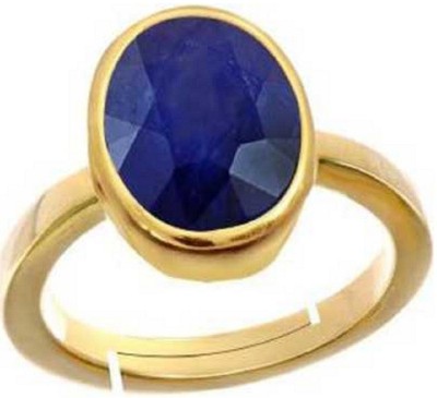 KUNDLI GEMS Blue Sapphire Ring Natural 7.00 carat Stone Neelam Precious Stone For Unisex Stone Sapphire Gold Plated Ring