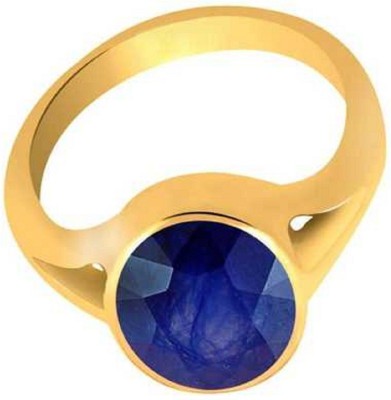 RATAN BAZAAR Blue Sapphire Stone Ring Natural Stone 5.5 ratti Certified Precious Stone Astrological Purpose For Women & Men Stone Sapphire Gold Plated Ring