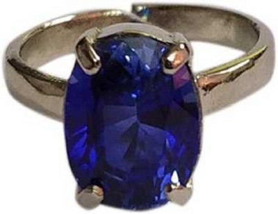RATAN BAZAAR Blue Sapphire Ring Natural 7.00 carat Stone Neelam Precious Stone For Unisex Stone Sapphire Silver Plated Ring