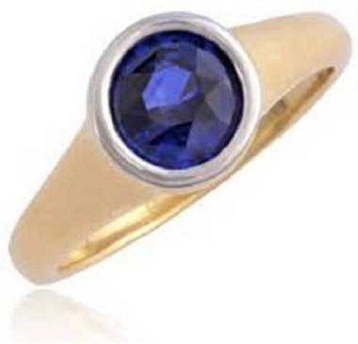 KUNDLI GEMS Blue Sapphire/Neelam Stone 6.00 carat Precious Neeli Stone Unheated & Untreated Certified Astrological Purpose For Unisex Stone Sapphire Gold Plated Ring