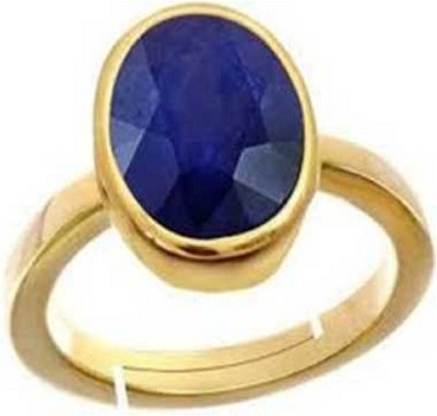 KUNDLI GEMS Blue Sapphire/Neelam Stone 6.00 carat Precious Neeli Stone Unheated & Untreated Certified Astrological Purpose For Unisex Stone Sapphire Gold Plated Ring