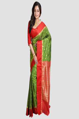 SHOPEEZY TEX FAB Woven Kanjivaram Art Silk Saree(Green)