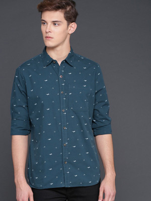 WROGN Men Printed Casual Blue Shirt