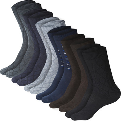 VIPUN Men Printed Mid-Calf/Crew(Pack of 5)