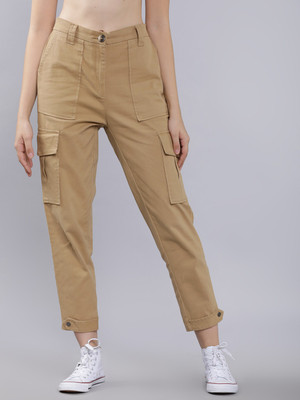 58% OFF on Tokyo Talkies Regular Fit Women Beige Trousers on