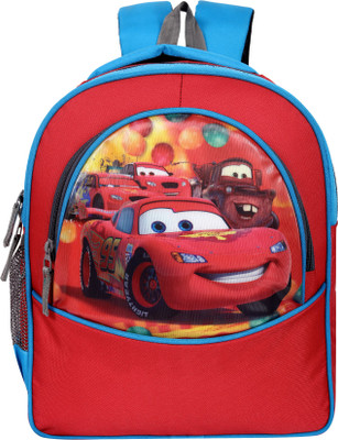 bayo 95 Smiling Red Car 30 Liter 16 ×12 inch Pre-School 31cm for For Nursery (LKG/UKG/1st std) Boys School Bag Waterproof School Bag(Light Blue, Red, 30 L)