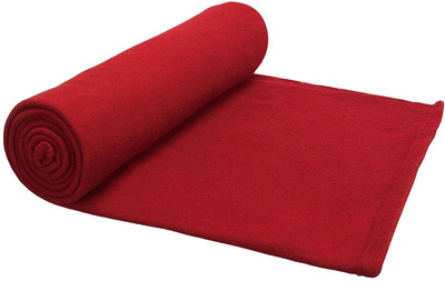 NKSA Solid Single AC Blanket for  AC Room(Woollen Blend, Red)