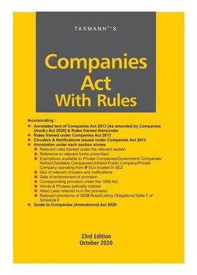 Taxmann's Companies Act with Rules – The Most Authentic & Comprehensive Book on Companies Act|Read the ‘Annotated’ & ‘Amended’ text of Companies Act, 2013 & Rules|Paperback Pocket Edition|33rd Edition(Paperback, Taxmann) Taxmann's Companies Act with Rules – The Most Authentic & Comprehensive Book on Companies Act|Read the ‘Annotated’ & ‘Amended’ text of Companies Act, 2013 & Rules|Paperback Pocket Edition|33rd Edition(Paperback, Taxmann)