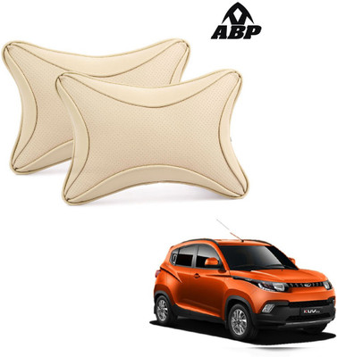 ABP Beige Leatherite Car Pillow Cushion for Universal For Car(Rectangular, Pack of 2)