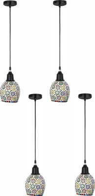 1st Time Hand Decorative Mozac Pendant Hanging Ceiling Lamp Light Ornamented With Chips & Beads For Magical Lighting (Set Of Four)AR-24 Pendant Lamp Ceiling Lamp(Multicolor)