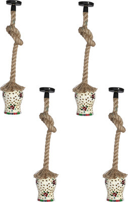 1st Time Ultra Stylish Pendant Ceiling Lamp Light Hanging In Rope With Hand Decorative Designer Glass Shade (Set Of Four ) Rf46 Pendant Lamp Ceiling Lamp(Multicolor)