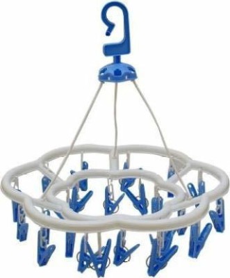 RJ Rojeno Plastic Round Cloth Drying Stand Hanger with 24 Clips/pegs, Baby Clothes Hanger Stand, (Set of 1) Plastic Scarf Hanger For  Scarf(Multicolor)