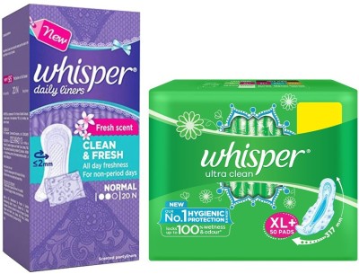 Whisper cleans 50s plus Panty liner 20s (2 Items in the set)