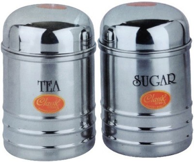 Classic Steels Steel Tea Coffee & Sugar Container  - 550 ml(Pack of 2, Silver)