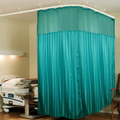 Lushomes 274 cm (9 ft) Polyester Semi Transparent Long Door Curtain Single Curtain(Striped, Dark Green)