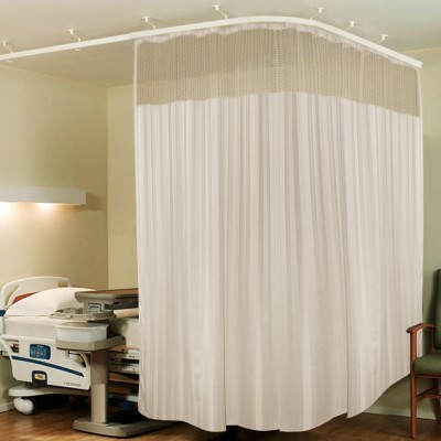 Lushomes 488 cm (16 ft) Polyester Semi Transparent Long Door Curtain Single Curtain(Striped, Cream)