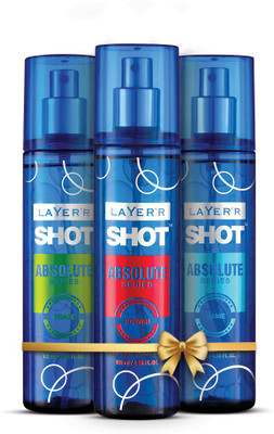 LAYER'R Shot Absolute Series Game, Power, Craze Body Spray  -  For Men(135 ml, Pack of 3)