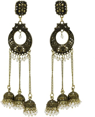 GLAMOURA Designer Oxidized German Silver Indian Traditional Rajasthan Ethnic Trendy Stylish EARRING Pair Wedding Anniversary and Special occasion Gift for Girls and women-GJGE-018-1 German Silver Jhumki Earring