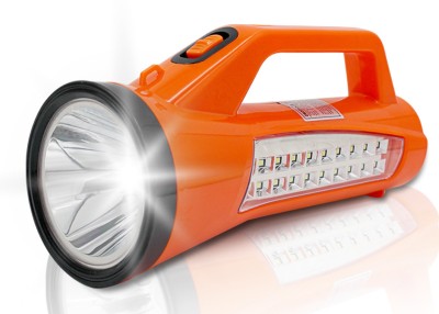 Make Ur Wish 25w Laser LED Torch with Side Emergency Light 20 SMD, Rechargeable Torch 6 hrs Torch Emergency Light(Orange)