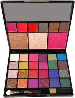 maliao 24-eyeshadow-1-blush-1-highlighter-1-contour-3-cream-lip-gloss-3-eyebrow-powder 80 g(black)