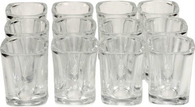 Somil (Pack of 12) Self Stylish & Designer Baverage Tumbler Glass With Heavy & Strong Wall For Tea & Cold Drink Glass Set Shot Glass(50 ml, Glass, Clear)