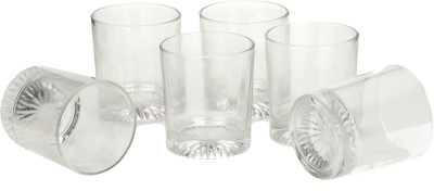 AFAST (Pack of 6) Self Designer White Transparent Multi Purpose Beverage Tumbler Drinking Glass Set (Set Of Six) B08 Glass Set Water/Juice Glass(300 ml, Glass, Clear)