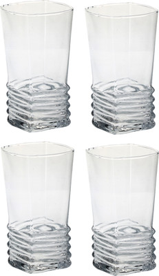 1st Time (Pack of 4) Somil Stylish Shape Self Designer Multipurpose Ring Glass Set Of 4 Glass Set Water/Juice Glass(270 ml, Glass, Clear)