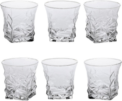 Somil (Pack of 6) Somil Stylish Shape Self Designer Multipurpose Glass Model No.BU08 Set Of 6 Glass Set Whisky Glass(300 ml, Glass, Clear)