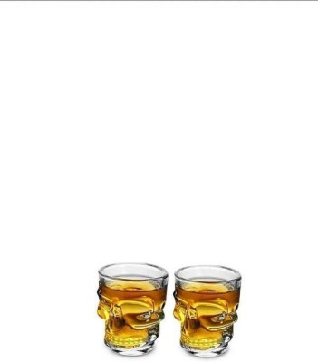 HappinessHills (Pack of 2) Skull shaped shot glass 60 ml Glass Set Shot Glass(60 ml, Glass, Clear)