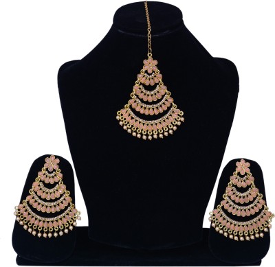 Darsha Collections Alloy Gold-plated Pink, Gold, White Jewellery Set(Pack of 1)