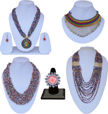 Darsha Collections Metal, Brass Gold-plated, Copper Multicolor Jewellery Set(Pack of 4)