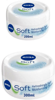 NIVEA Soft Light Moisturiser 200 ml & 300 ml (Pack Of 2) 1(500 ml)