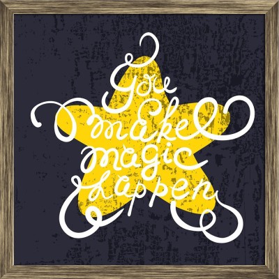 Artzfolio ArtzFolio You Make Magic Happen Typography Art Quote Tabletop Painting Antique Golden Frame 10inch x 10inch (25.4cms x 25.4cms) Digital Reprint 10.5 inch x 10.5 inch Painting(With Frame)