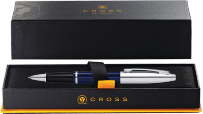 CROSS Calais Chrome Blue Lacquer Rollerball Pen (AT0115-3) Roller Ball Pen(Ink Color - Black)