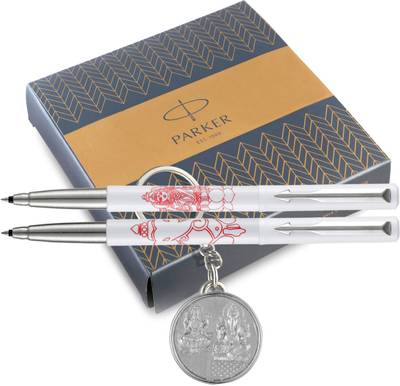PARKER Vector Ganesh Laxmi Roller Ball pen with keychain Pen Gift Set  (Blue)