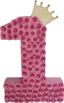 Tweeshas Party Decor Unique Pink Flower One Number Prop for First Birthday Photo Booth Board(Birthday, Party)