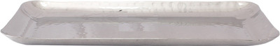 IndianArtVilla Hammered Steel Rectangular Tray Platter Tray, Serveware & Tableware, Length 27.5 cm Tray(Tray)